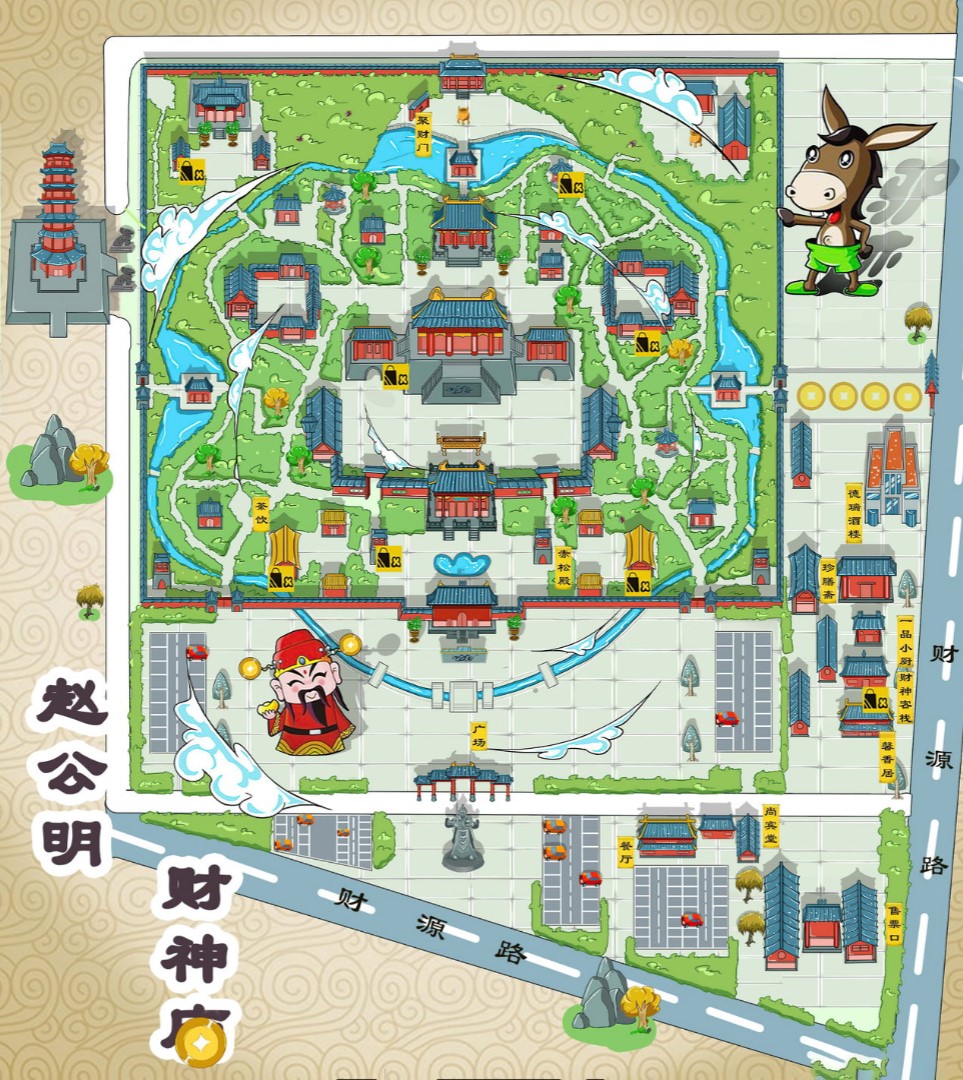 毛感乡寺庙类手绘地图